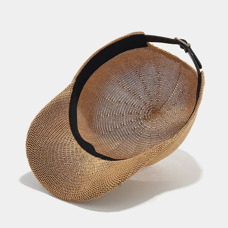 Trendy braided cap with wide brim – SunWeave Style