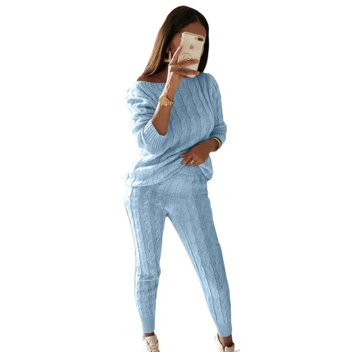 Two-Piece Women's Knit Tracksuit for Autumn & Winter – Isaline