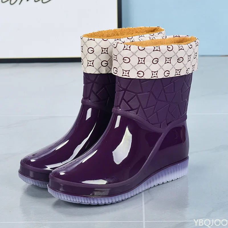 Halfhoge Dames Regenlaarzen waterdicht met patroon & antislipzool – Marvella