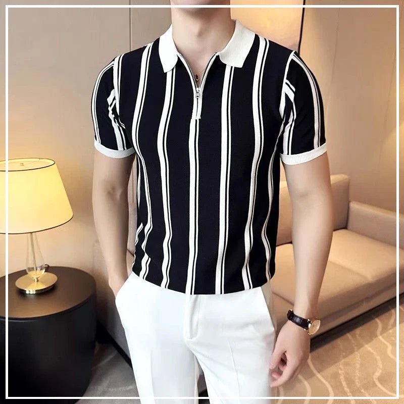 Men's Short Sleeve Polo with Zipper - Silvano