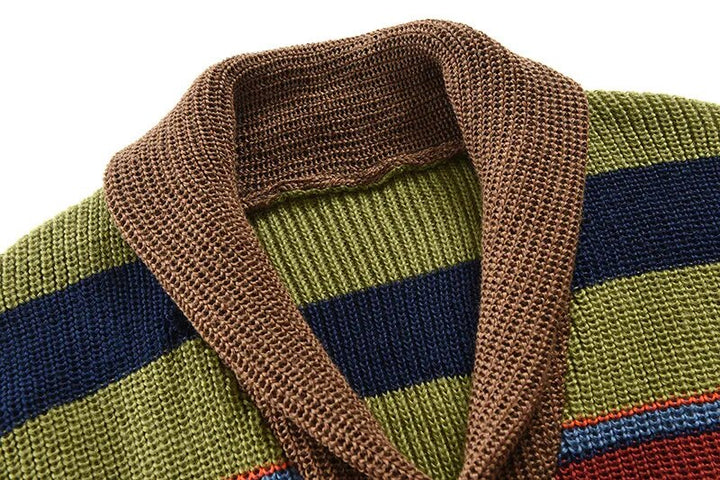 Gebreide Heren Cardigan met Kleurblok en Geometrisch Patroon – Leandro