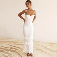 Stylish white embroidered maxi dress – Alina