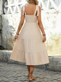 Beige Airy & Stylish Midi Dress - Lina