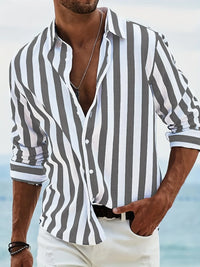 Striped summer shirt made of cotton and linen for men – Moritz