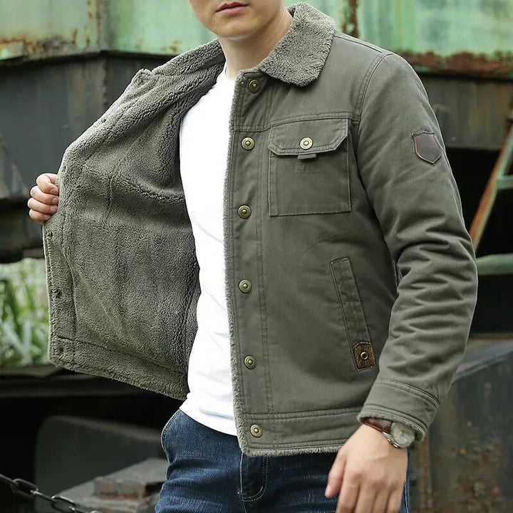 Rugged Men's Jacket with Fur Collar – Lars
