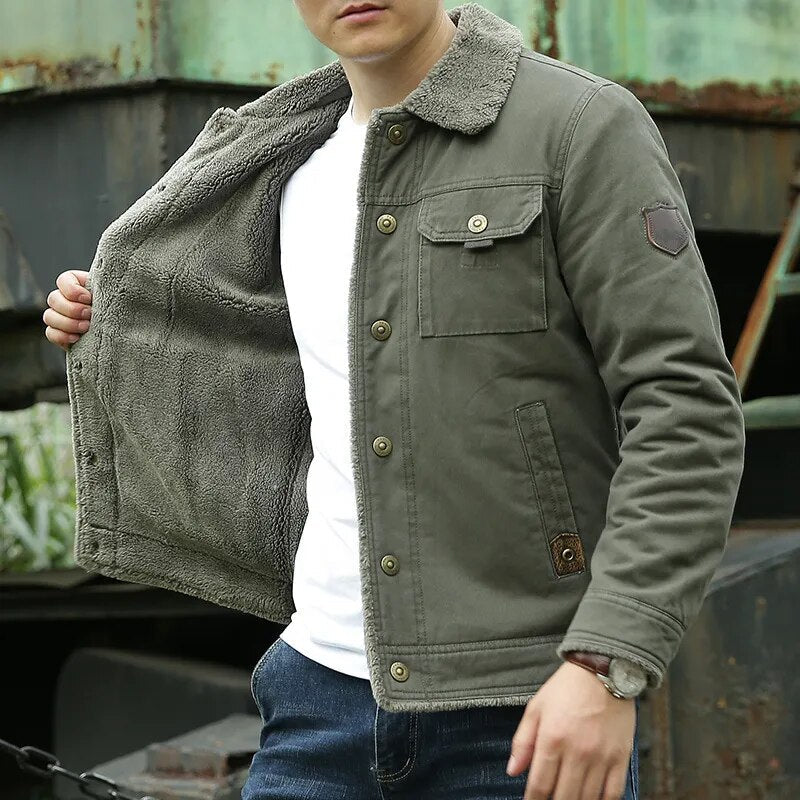 Rugged Men's Jacket with Fur Collar – Lars