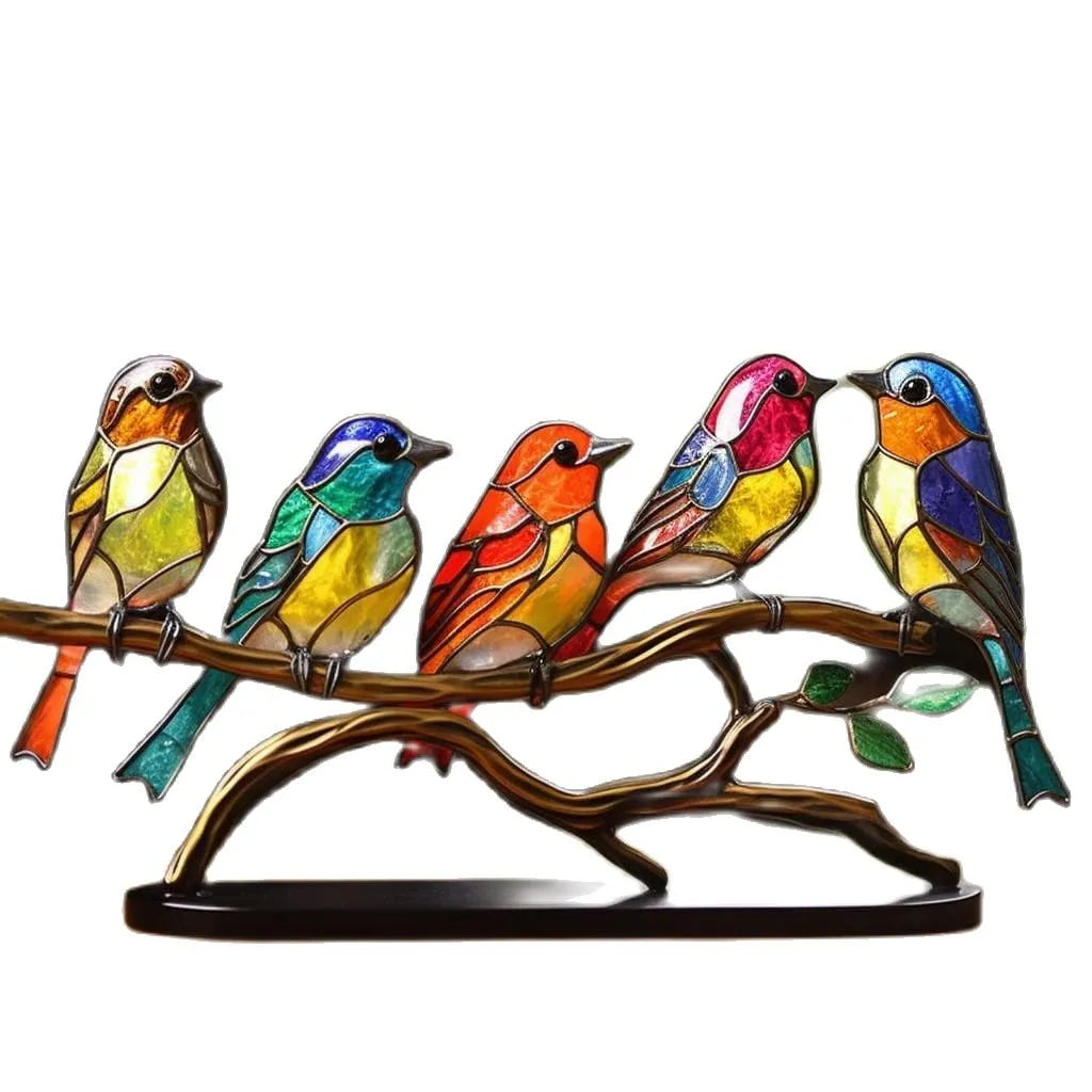 Gekleurde Vogels Op Tak Decoratief Beeld - ColorBirds