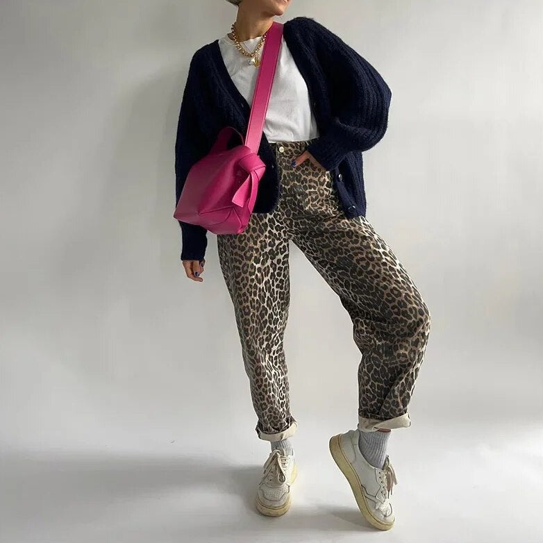 Retro-Jeans z nadrukiem w cętki - Clara