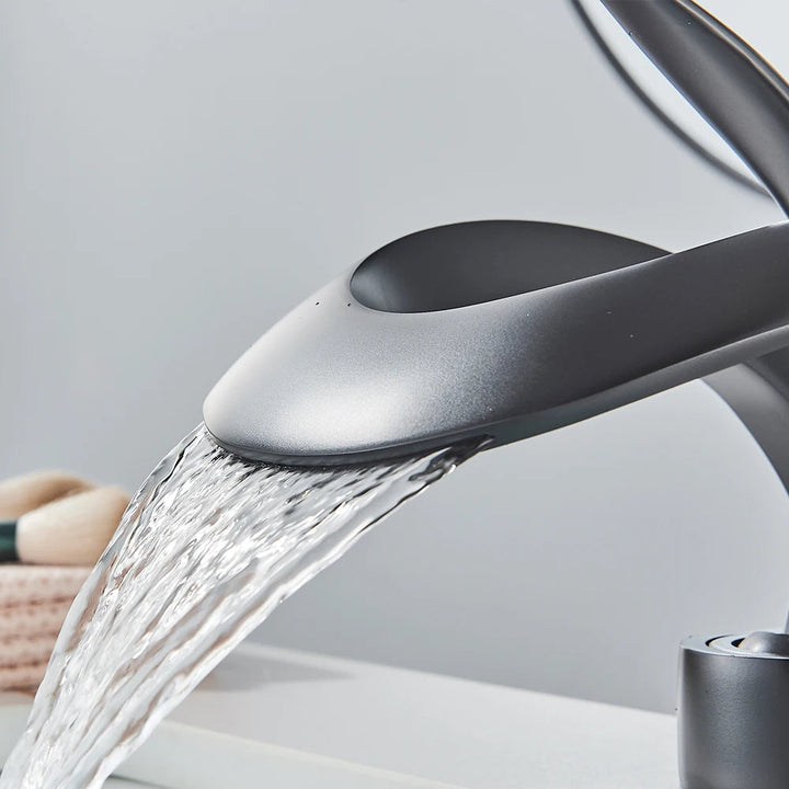 Brass Bathroom Faucet with Waterfall Spout - Flowarc