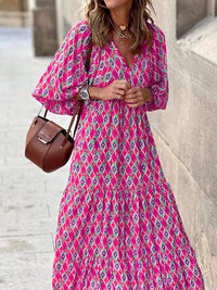Printed Maxi Dress with Waistband – Aurelia