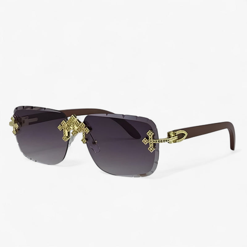 Randloze Steampunk Zonnebril met Metalen Accenten – Nirex