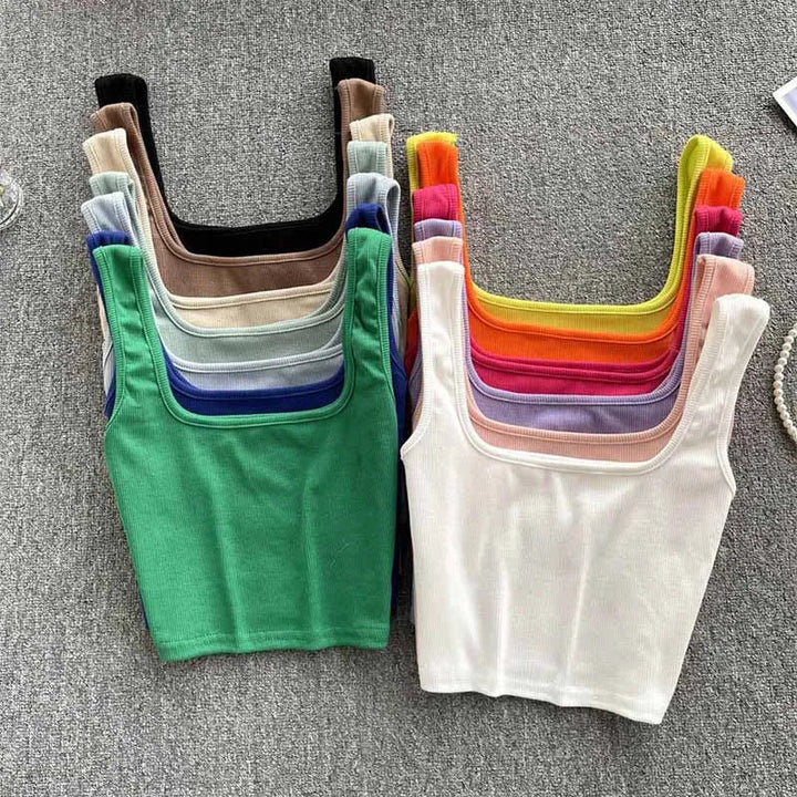 Rugloze Cropped Tanktop in Effen Kleur – Zayra
