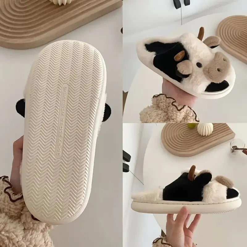 Plush slippers in cow design – PlushCow