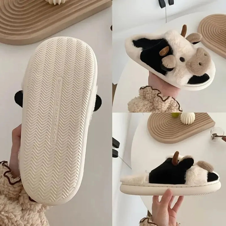 Plush slippers in cow design – PlushCow