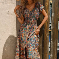 Airy women's maxi dress with boho print & V-neck - Nayeli