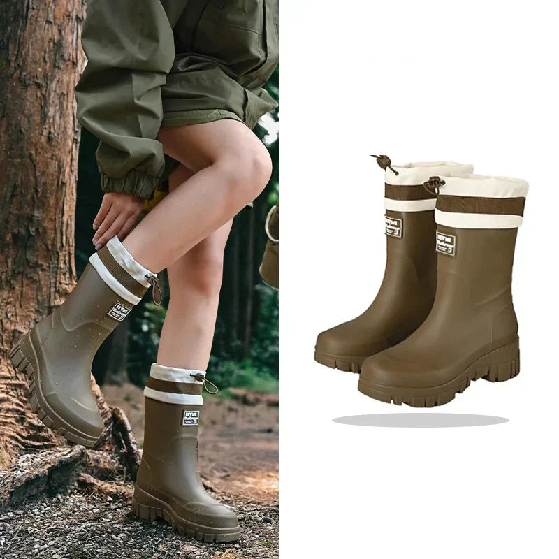 Dames Regenlaarzen retro Look waterdicht met antislipzool – Arlena