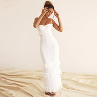 Stylish white embroidered maxi dress – Alina