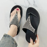 Comfortable women's platform flip-flops with rhinestones – Geneva
