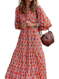 Printed Maxi Dress with Waistband – Aurelia
