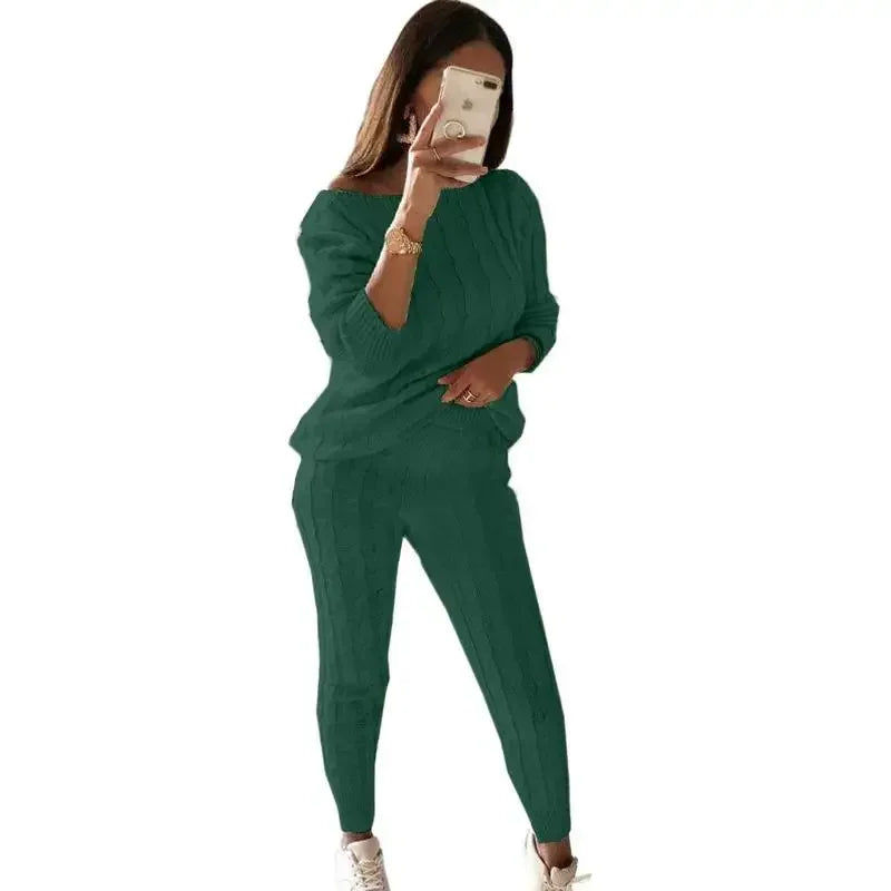 Two-Piece Women's Knit Tracksuit for Autumn & Winter – Isaline
