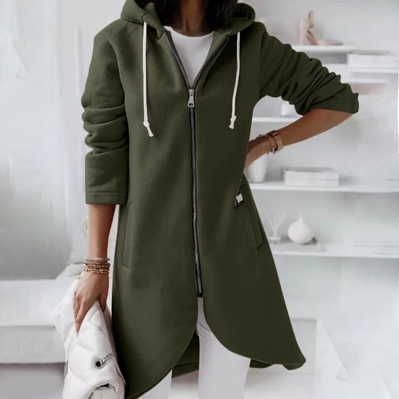 Dames Hoodie Vest met Rits en Capuchon – Shaly