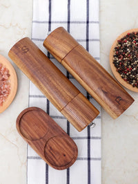 Luxe Houten Zout- en Pepermolenset met Dienblad - WoodSpice