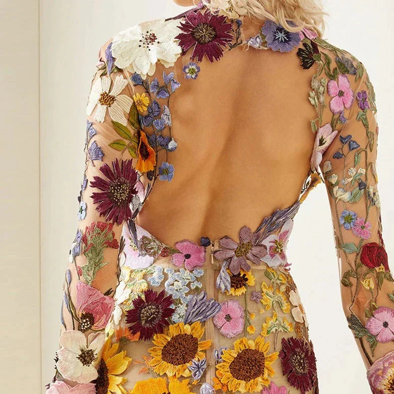 Floral Cocktail Dress with Lace – Aurelia