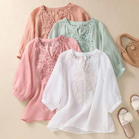 Embroidered Women's Summer Cotton Blouse – Ysolde