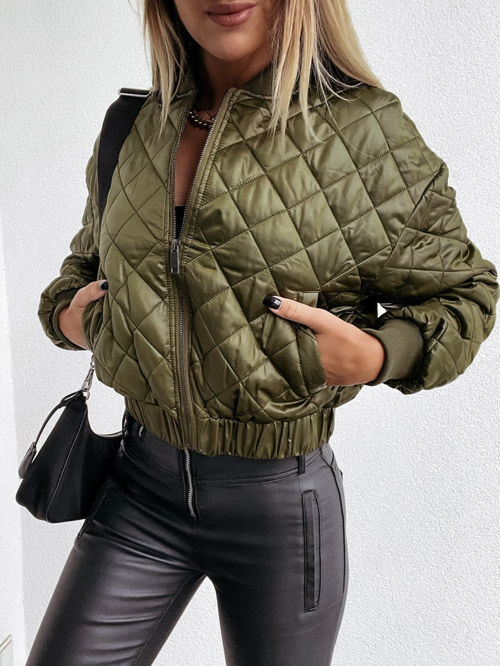 Quilted Women's Bomber Jacket with Pockets – Marisa