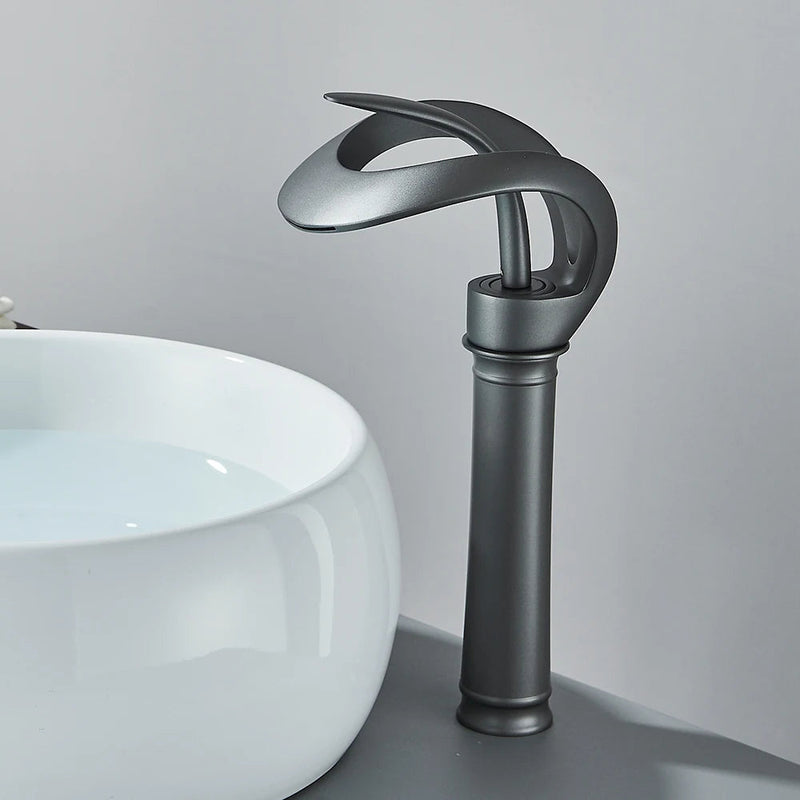 Brass Bathroom Faucet with Waterfall Spout - Flowarc
