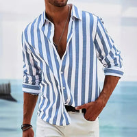 Striped summer shirt made of cotton and linen for men – Moritz
