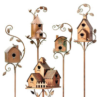 Metal Art Birdhouse on Garden Stake - FeatherNest