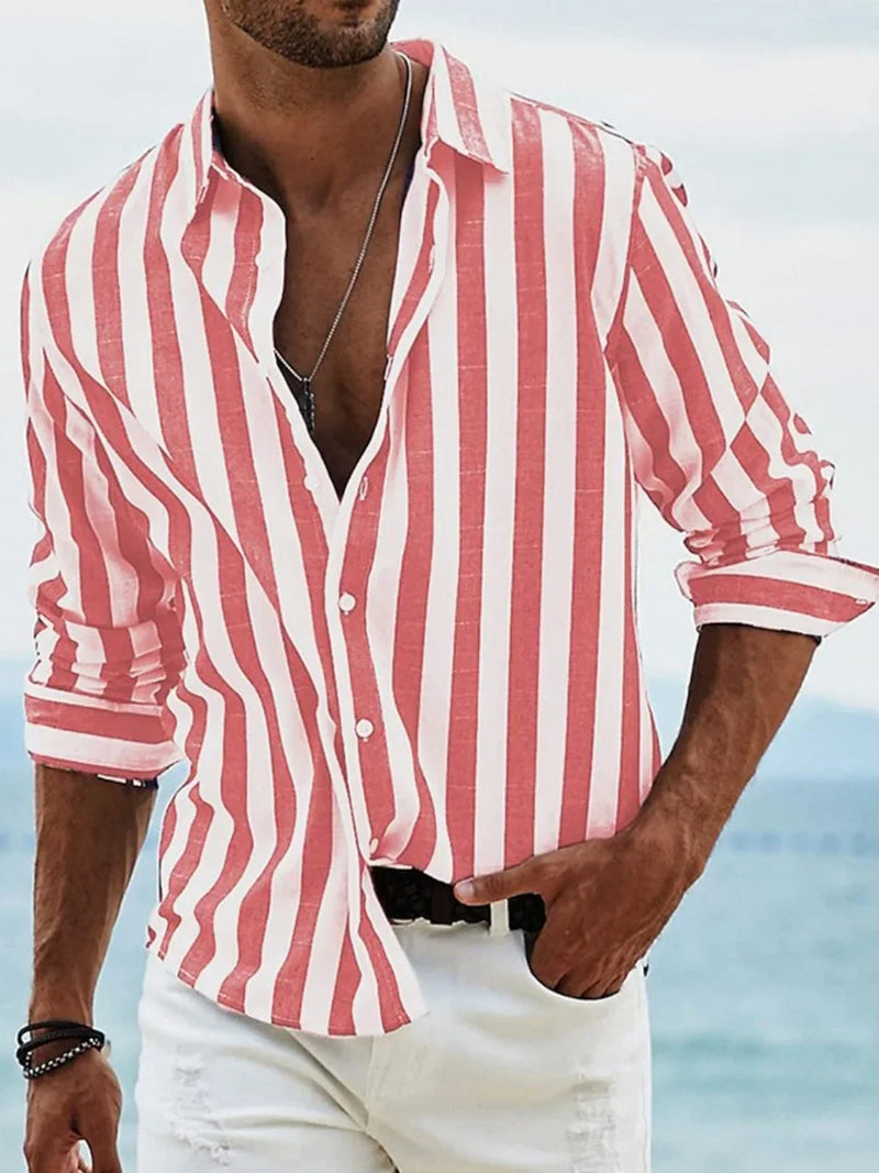 Striped summer shirt made of cotton and linen for men – Moritz