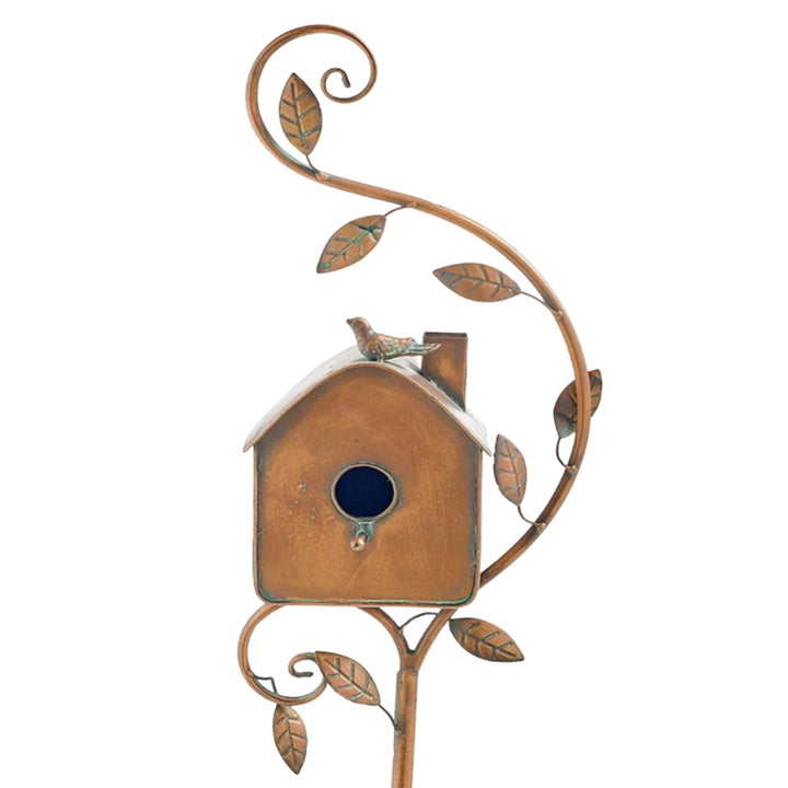 Metal Art Birdhouse on Garden Stake - FeatherNest