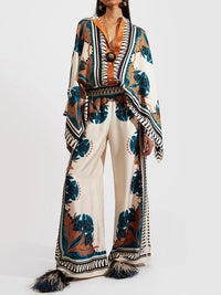 Tweedelige Dames Linnen Streetwear-Set met Ethno-Print – Samira