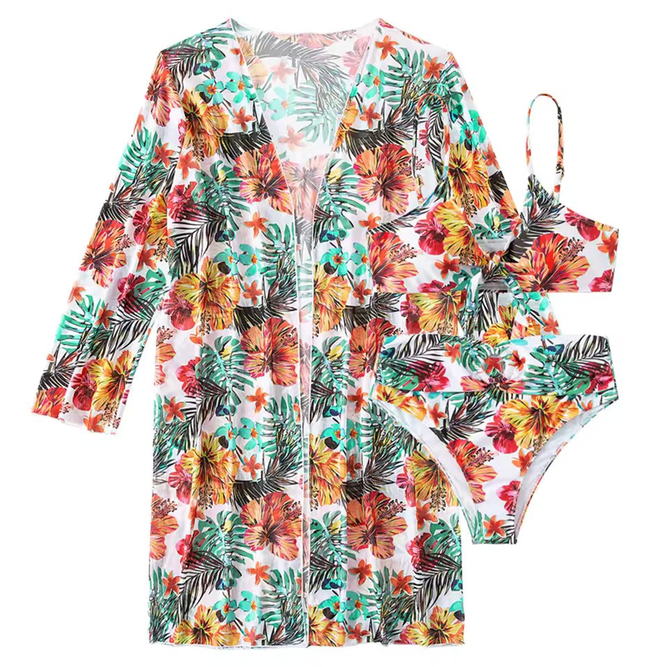 Bikini Set with High Waist and Cover-Up – Amira