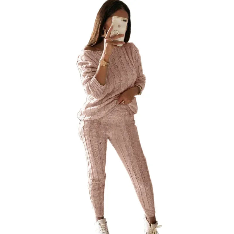 Two-Piece Women's Knit Tracksuit for Autumn & Winter – Isaline