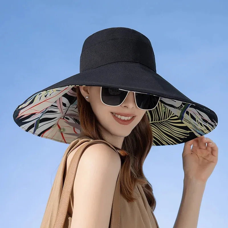 Reversible Cotton Sun Hat with Wide Brim – Liora