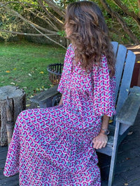 Printed Maxi Dress with Waistband – Aurelia