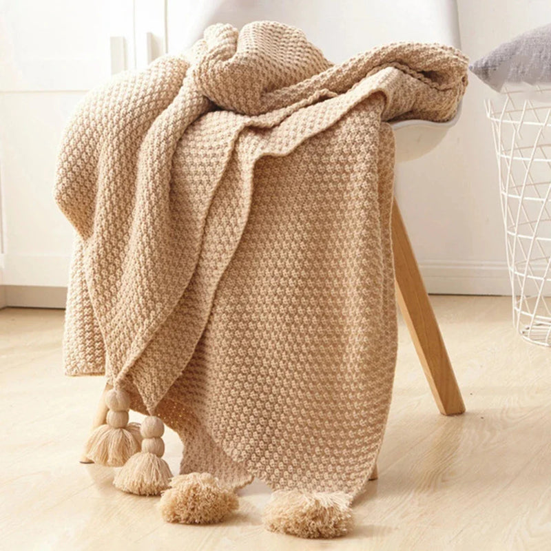 Scandinavian Knitted Wool Blanket - Aurora