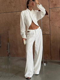 Airy & Stylish Two-Piece Linen Women's Set with Long-Sleeve Shirt and Pants – Nayela