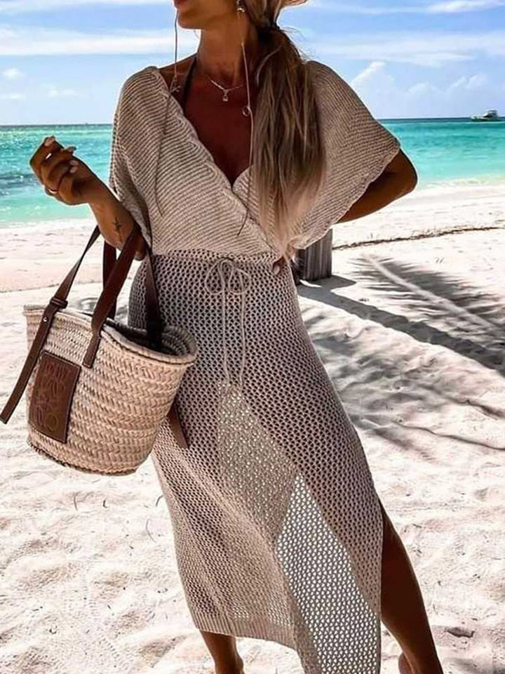 Crocheted Beach Dress with Waist Tie – Yara