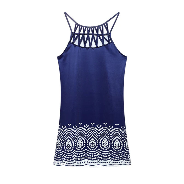 Zomer-tuniek jurk met etnische print en spaghettibandjes – Kiara