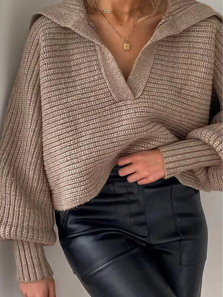 Dzianinowy sweter z dekoltem w serek - Isolde