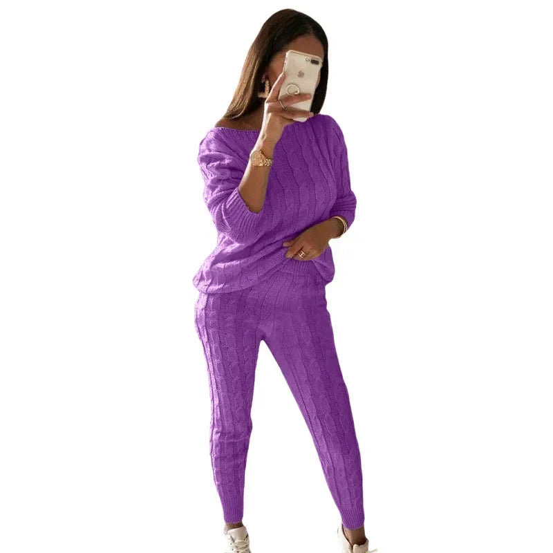 Two-Piece Women's Knit Tracksuit for Autumn & Winter – Isaline