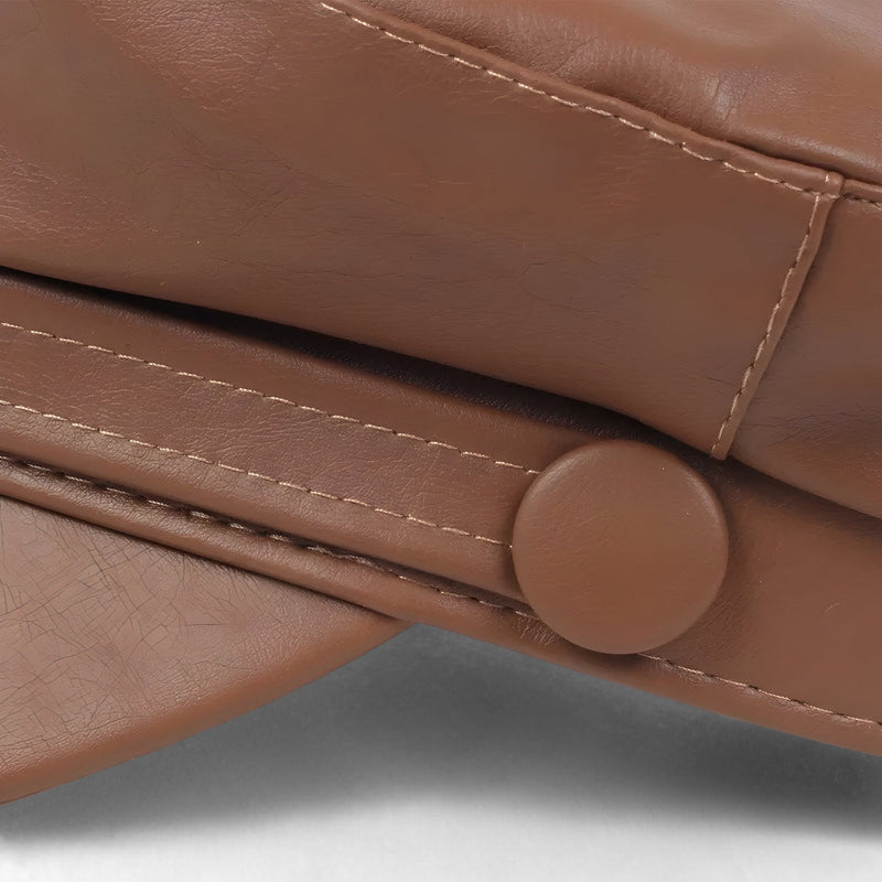 Octagonal Women's Captain's Cap in PU Leather – Valence