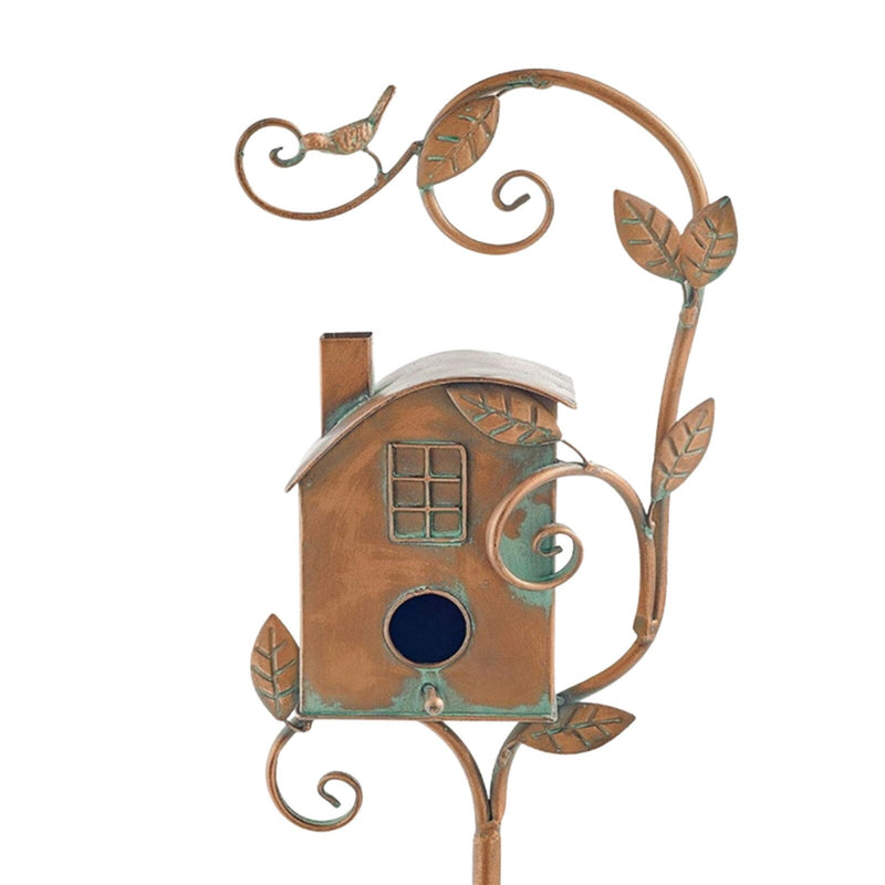 Metal Art Birdhouse on Garden Stake - FeatherNest