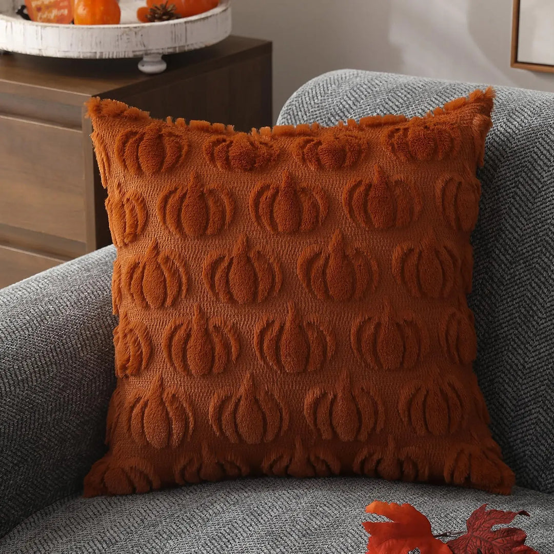 Zachte kussenhoes van kunstbont voor herfstdecoratie – RusticCozy