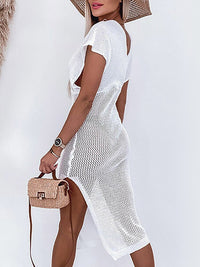 Crocheted Beach Dress with Waist Tie – Yara