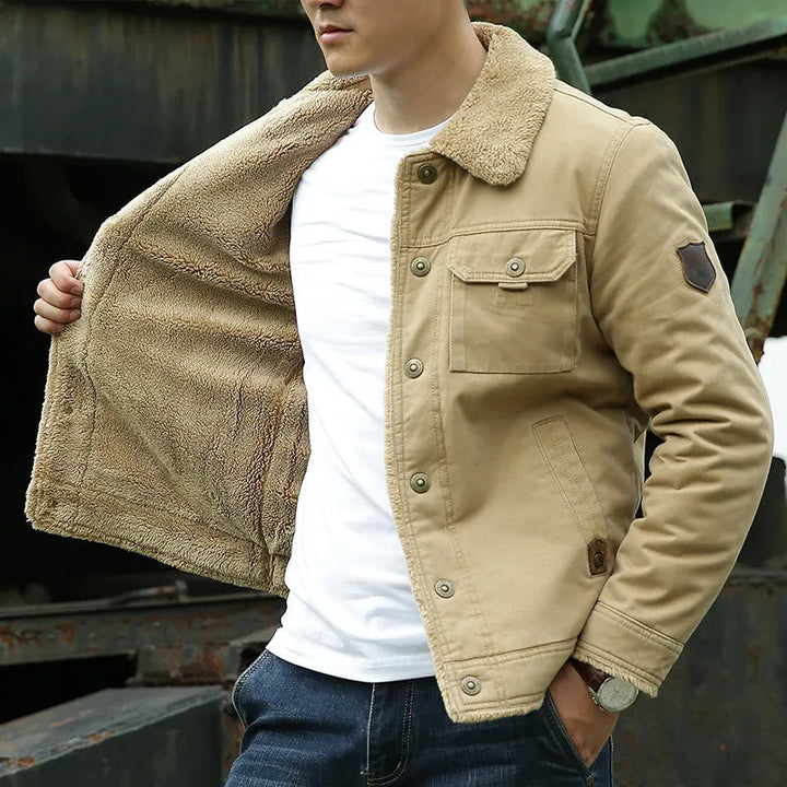 Rugged Men's Jacket with Fur Collar – Lars
